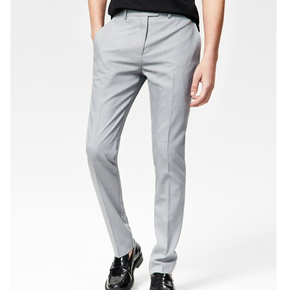 Bar III Men Dress Pants 36x32 Light Gray Slim Fit Wool Blend Business Casual NWT